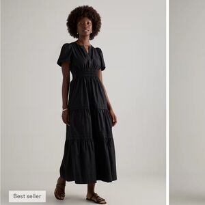 Quince Black Tiered Maxi with Smocked Waist